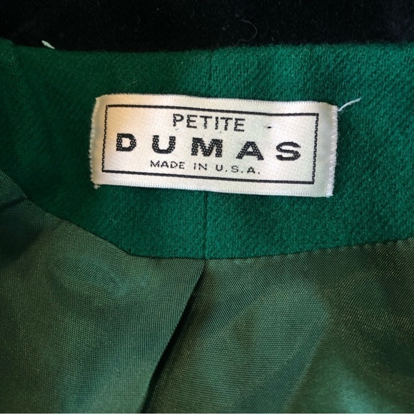 VINTAGE Dumas wool and velvet blazer hunter green black dark cottagecore - Picture 6 of 9